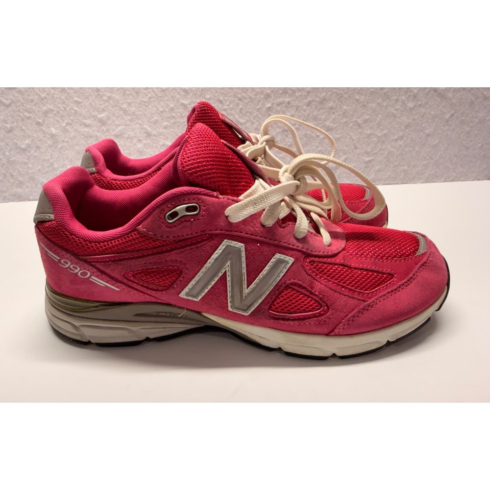 New Balance 990v4 Pink Suede Mesh Running Shoes KJ990PEG Youth 7 Women 8.5